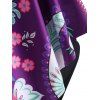Plus Size Paisley Flower Draped Dual Strap Tankini Swimwear - PURPLE 5X