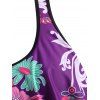 Plus Size Paisley Flower Draped Dual Strap Tankini Swimwear - PURPLE 5X