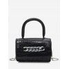 Sac à Bandoulière Gaufré Embelli de Chaîne Epais - Noir 