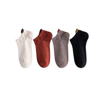 

4 Pairs Cotton Colorblock No Show Socks Set, Multicolor a