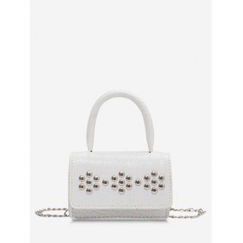 

Rivet Embellished Embossed Crossbody Bag, White