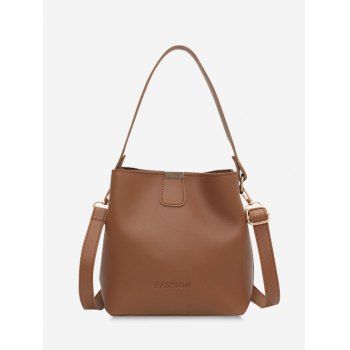 

Letter Embossed Dual Handle Bucket Bag, Brown