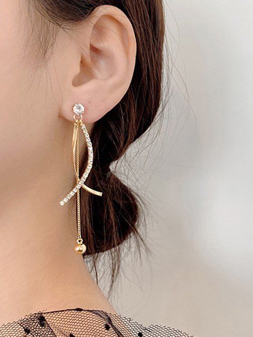 Boucles D'oreilles Suspendues de Strass - d'or 