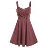 Robe Croisée Boutonnée Plissée sans Manches - Rouge foncé XL