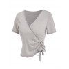 T-shirt Chiné à Col V - Gris Clair M