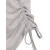 V Neck Heathered Cinched T-shirt - LIGHT GRAY XXXL