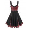 Robe Gothique Zippée Superposée à Carreaux - Noir M