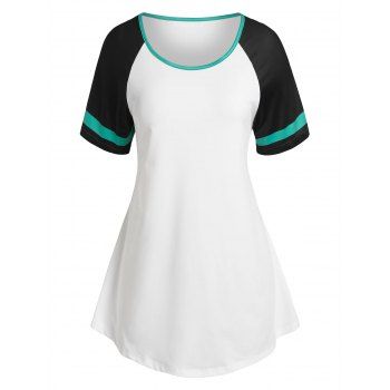 

Plus Size Raglan Sleeve Curved Tee, White