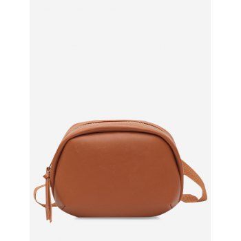 

Oval Solid Wide Strap Crossbody Bag, Brown