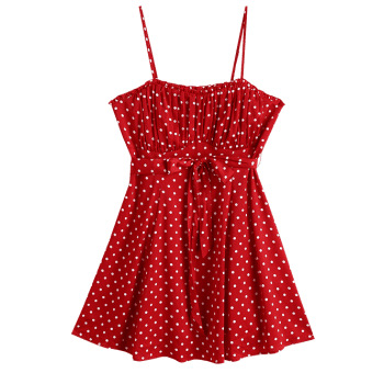 Plus Size Ruffled Bust Polka Dot Dress