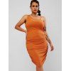 Robe Moulante Côtelée de Grande Taille à Col Oblique - Orange L
