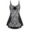 Débardeur Découpé Imprimé Tribal Grande Taille - Noir 3X