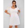 Robe Broderie Anglaise de Grande Taille à Manches Bouffantes à Volants - Blanc 5XL