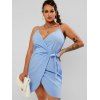 Mini-robe Enveloppante sans Manches - Bleu clair L