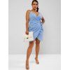Plus Size Sleeveless Mini Wrap Dress - LIGHT BLUE 3XL