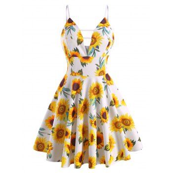 

Sunflower Ladder Cutout Plunge Cami Sundress, Multicolor