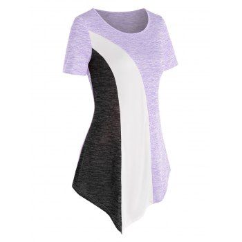 

Colorblock Asymmetric T Shirt, Light purple