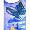T-shirt Tunique Ombré à Imprimé Papillon de Grande Taille - Bleu 4X