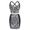 Maillot de Bain Tankini Croisé à Imprimé Fleuri de Grande Taille Trois Pièces - Noir 2X