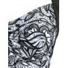 Plus Size Criss Cross Floral Print Ruched Three Piece Tankini Swimwear - BLACK 3X