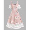 Robe de Soirée de Jardin à Imprimé Fleurie à Bretelle à Epaule Ouverte en Ligne A - Rose clair L
