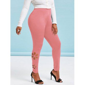 

Lacer Cut Side High Waisted Plus Size Basic Leggings, Light pink