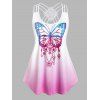 Débardeur Haut-Bas à Imprimé Papillon Grande Taille - Blanc 4X