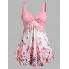 Débardeur à Imprimé Fleuri Tordu de Grande Taille - Rose clair 1X