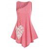 Débardeur Asymétrique Motif de Cœur en Dentelle - Rose clair XXL