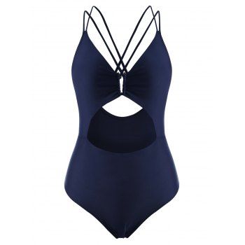 Criss Cross Cutout Dual Strap One-piece Swimsuit dresslily imagine noua 2022