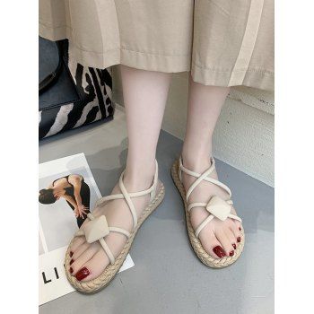 

Rhombus Criss Cross Beach Flat Sandals, Warm white