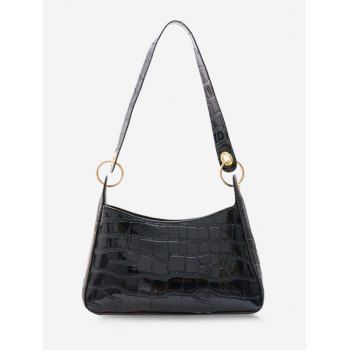 

Brief O Rings Textured Shoulder Bag, Black