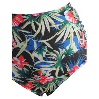 Buy Ruffle Push Up Floral Leaf Ruched Tankini Swimwear. Picture