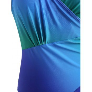 Ombre Ruched Surplice One-piece Swimsuit