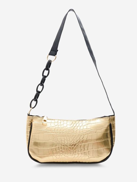 Sac à Bandoulière à Chaîne Gaufré en PU - d'or 