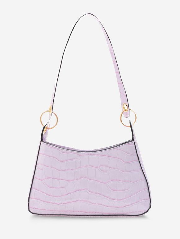 Sac à Bandoulière Simple Texturé Bague en O - Mauve 