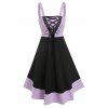 Robe en Blocs de Couleurs en Ligne A à Lacets - multicolor L