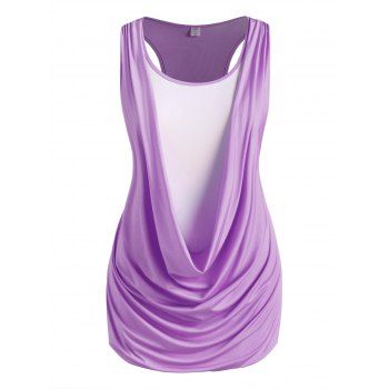 

Plus Size Draped Racerback 2 In 1 Ruched Tank Top, Light purple