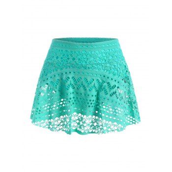 

Guipure Lace Plain Skirted Swim Bottom, Green