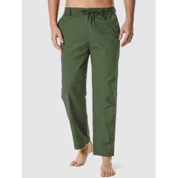 

Drawstring Casual Straight Leg Pants, Army green