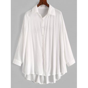 

Letter Embroidered Button Down Cover Up Shirt, White