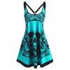 Robe Débardeur d'Eté à Bretelle Bague en O Crâne Fleur - Vert XXL