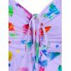 Plus Size Cinched Butterfly Print Tank Top - LIGHT PURPLE 4X