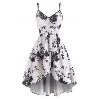 

Flower Print Ruched Tulip Dress, White