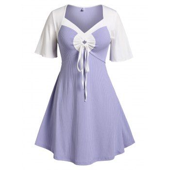 

Plus Size Cinched Colorblock Dress, Light purple