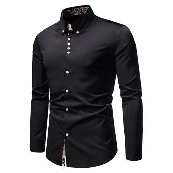 

Paisley Print Long Sleeve Bohemian Shirt, Black