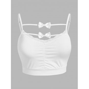 

Plus Size Bowknot Lace Trim Crop Bralette Top, White