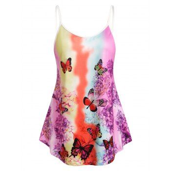 

Plus Size Floral Butterfly Print Swing Tank Top, Multicolor