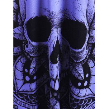 Summer Gothic Skull Flower O Ring Strappy Tank Dress