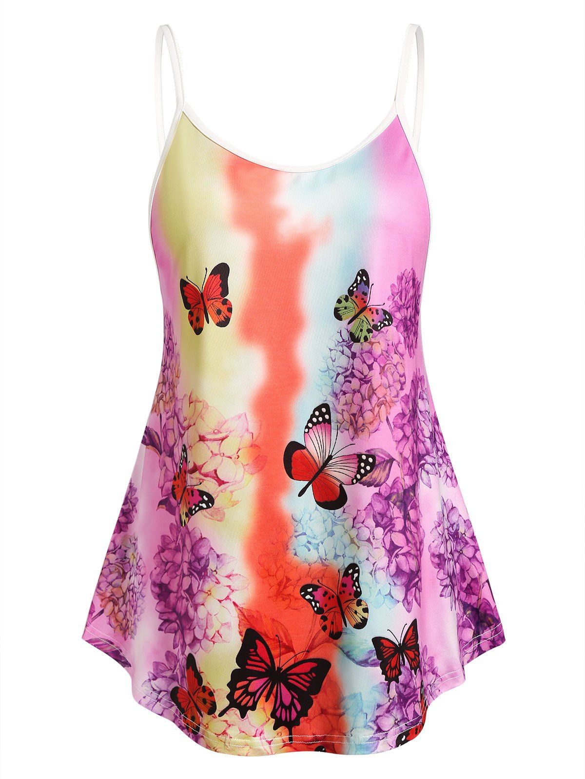 Plus Size Floral Butterfly Print Swing Tank Top - multicolor 4X